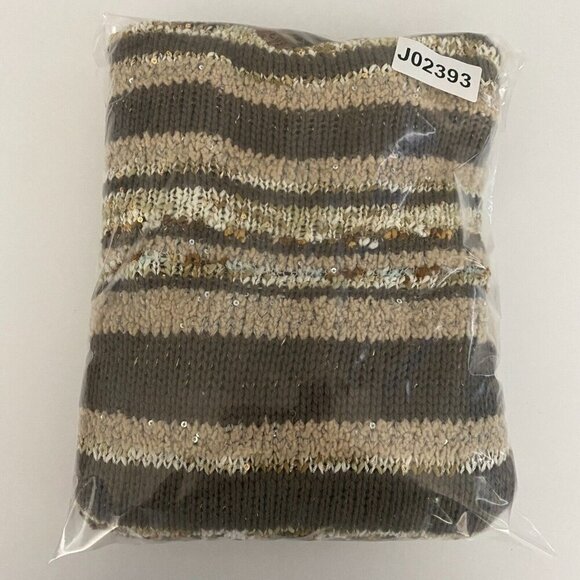 Chicos Embellished Shine Greta Cardigan Size 2 US L Stripe 3/4 Sleeves Open - Picture 11 of 11